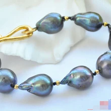 DYY 913++ " 22 мм черный барокко слеза-капля Кеши Возрожденные жемчужный браслет