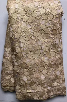 

French Lace Fabric gold Beaded African Lace Fabric 2020 High Quality Lace Embroidered Fabric for Nigerian Wedding Dress FLL4702