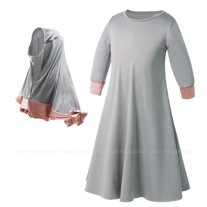 Abaya Kids/мусульманское платье для девочек, детская одежда, Дубай, кафтан, исламский стиль, Рамадан, мусульманская одежда, кимоно, Jubba, шарф на Ближнем Востоке