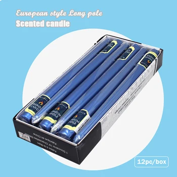 

12PCS/BOX European long pole Aromatherapy Smokeless candle Bold gilded romantic wedding candle Birthday scented candle