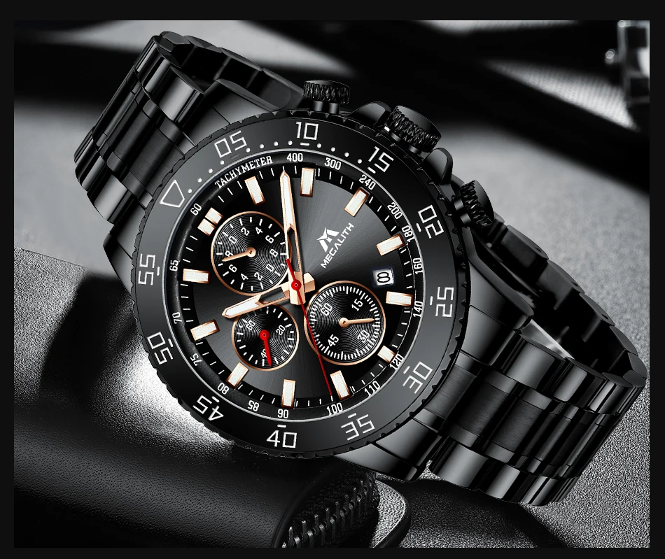 Relogio Masculino MEGALITH спортивные водонепроницаемые аналоговые часы мужские модные кварцевые наручные часы мужские светящиеся часы с хронографом 8087 м