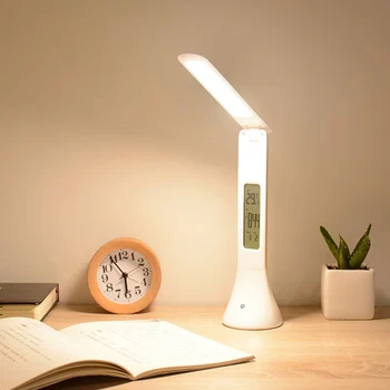 

Touch Switch LED Digital Table Lamp USB Rechargeable Desk Lamp Brightness Adjustable With Time Calendar Temperature Alarm Clock