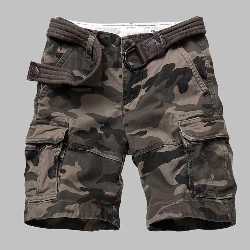 Высококачественные камуфляжные шорты Карго, мужские повседневные пляжные шорты в армейском стиле, Свободные мешковатые шорты с карманами, мужская одежда - Цвет: Gray Camouflage