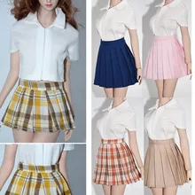 

1/6 Women Pleated Skirt Classic Plaid Skirt Sexy School Uniform High Waist A-Line Plaid Skirt For 12" Action Figure Doll
