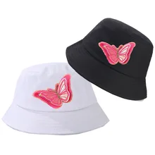 Детские шапки унисекс для мужчин и женщин Панама Цвет Бабочка вышивка тканевые наклейки родитель-ребенок дети рыбак шляпа, кепки для детей