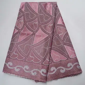 

African Lace Fabric 2019 High Quality 100% Cotton Lace Swiss Voile Lace With Stones Flowers Swiss Voile Lace 5 yards XS-004