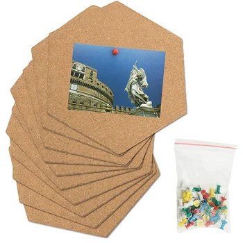 

Hexagon Cork Collage Board, Pin Board Decoration, Mini Wall Cloth Bulletin Board, Very Thick 10 Piece, with Full Adhesive Back S
