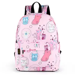 Ougger большая популярная ручная кладь сумка походный рюкзак, Женский школьный розовый полиэстер простой литературный большой емкости