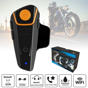 

BT-S2 Pro motorcycle helmet intercom motorbike wireless bluetooth Headset waterproof BT Interphone with FM Radio+Earphone EU Plu