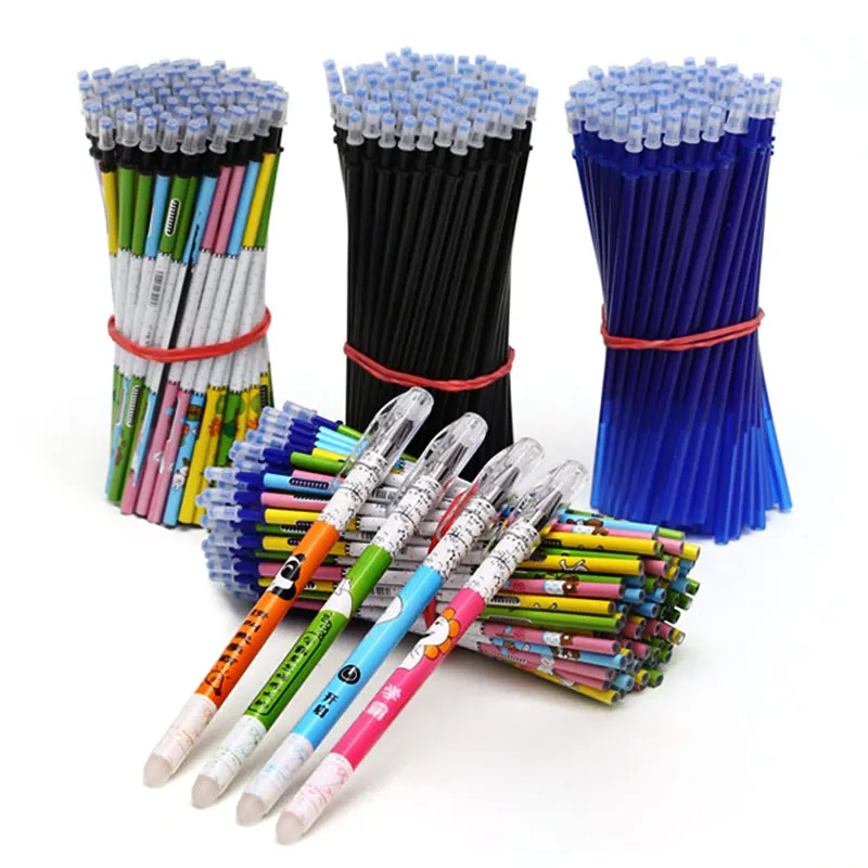 34Pcs/Set Erasable Gel Pen 0.5mm Erasable Pen Refill Rod Blue Black Ink Washable Handle For School Stationery Office Writing 12pcs erasable gel pen retractable button slide press handle office school writing stationery blue black ink refill bullet tip