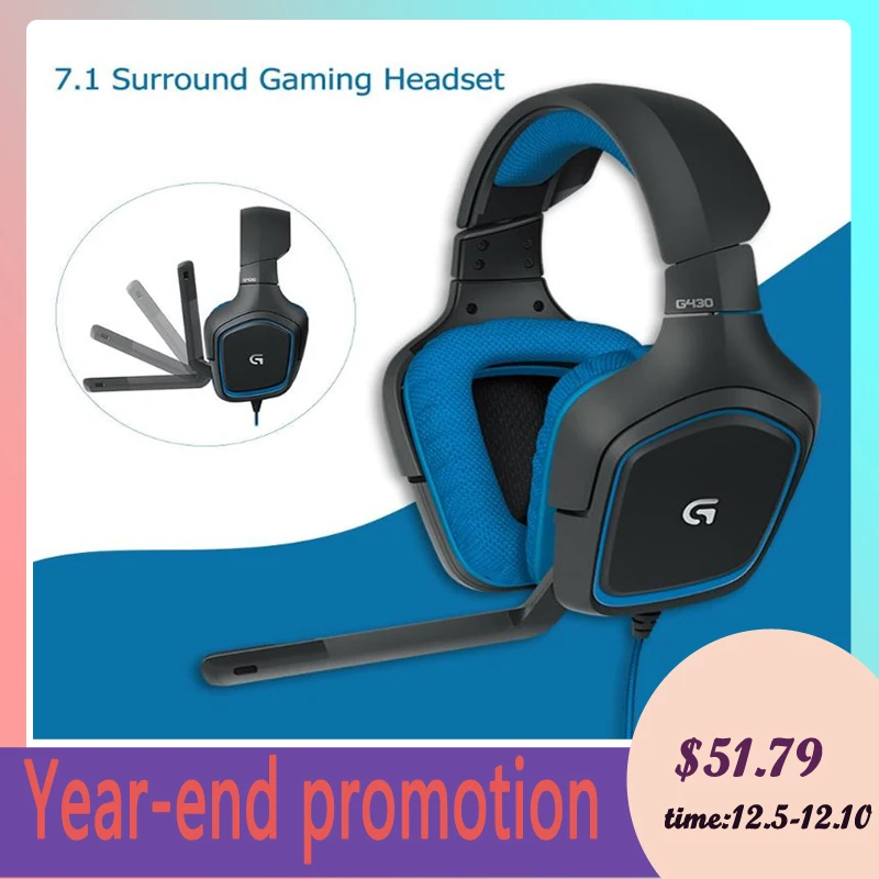  Logitech G430 7.1 Surround Gaming Headset Stereo USB Wired Headphones Adjustable Noise-cancelling R
