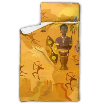 

Africa Map Illustration Nap Mat with blanket and Pillow for Toddler Baby Girls Portable Rolled Travel Blanket