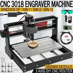 3018 PRO Laser Engraver CNC Wood Milling Machine Router 3 Axis Engraving PCB DIY Wood Cutting Tools Mini Mill+5500mw Laser Head