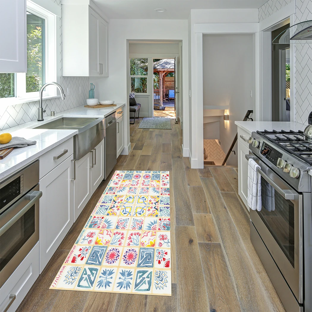 

Oriental Geometric Floor Mat Kitchen Carpet Non-Slip Plaid Doormat Kitchen Rug Carpet for Living Room Watercolor Door Mat Home
