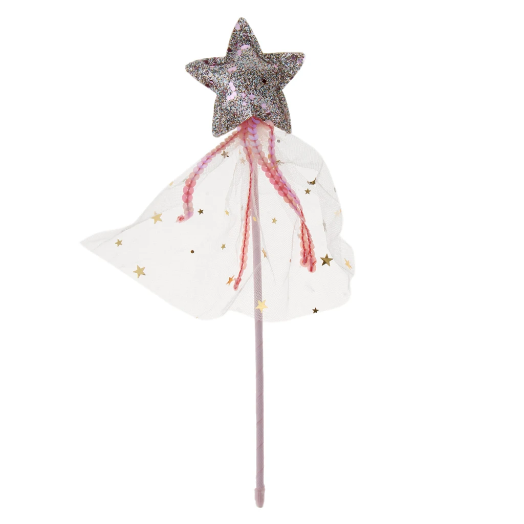 Girls Princess Angel Fairy Christmas Wand Glitter Acccessory Fancy Dress Prop