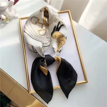 

2020 Square Silk Scarf Women Fashion Print Small Neck Scarfs Office Lady Hair Band Foulard Hand Kerchief Female Bandana Shawl