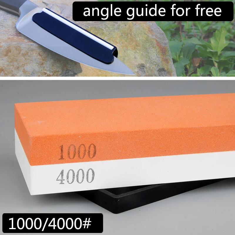 

1000/4000# with angle guide double side professional whetstone knife sharpener sharpening knife stone kitchen tools oilstone