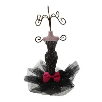 

Mermaid Style Dress Jewelry Mannequin Holder Black w/ Pink Bow