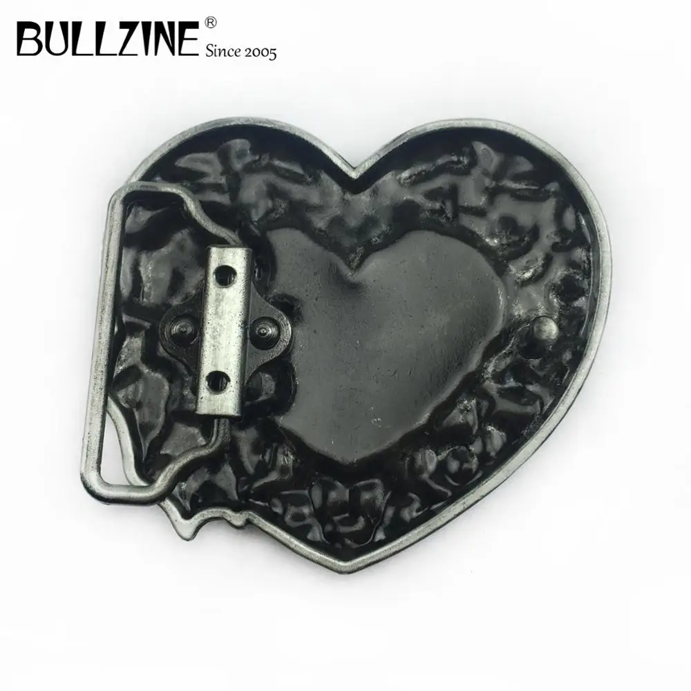 Пряжка ремня Bullzine в форме сердца с красной эмалью и оловянной отделкой|belt buckle|heart