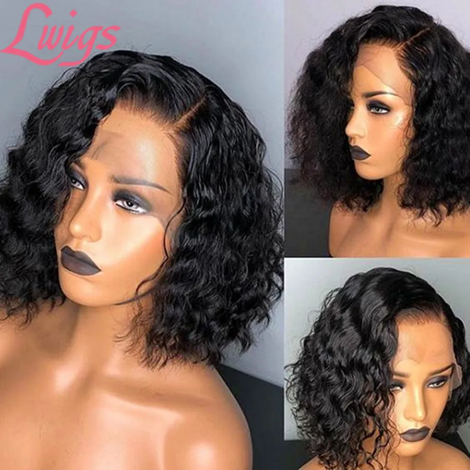 

Short Cut Side Part Fake Scalp Curly Bob Wig Full Lace Human Hair Wigs Deep Wave Short Bob Full HD Lace Wig For Europe Women