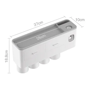 

Space Saving Home Washroom Wall Mounted Toothbrush Holder Shelf For Bathroom With Dustproof Cover Automatic Toothpaste Dispenser