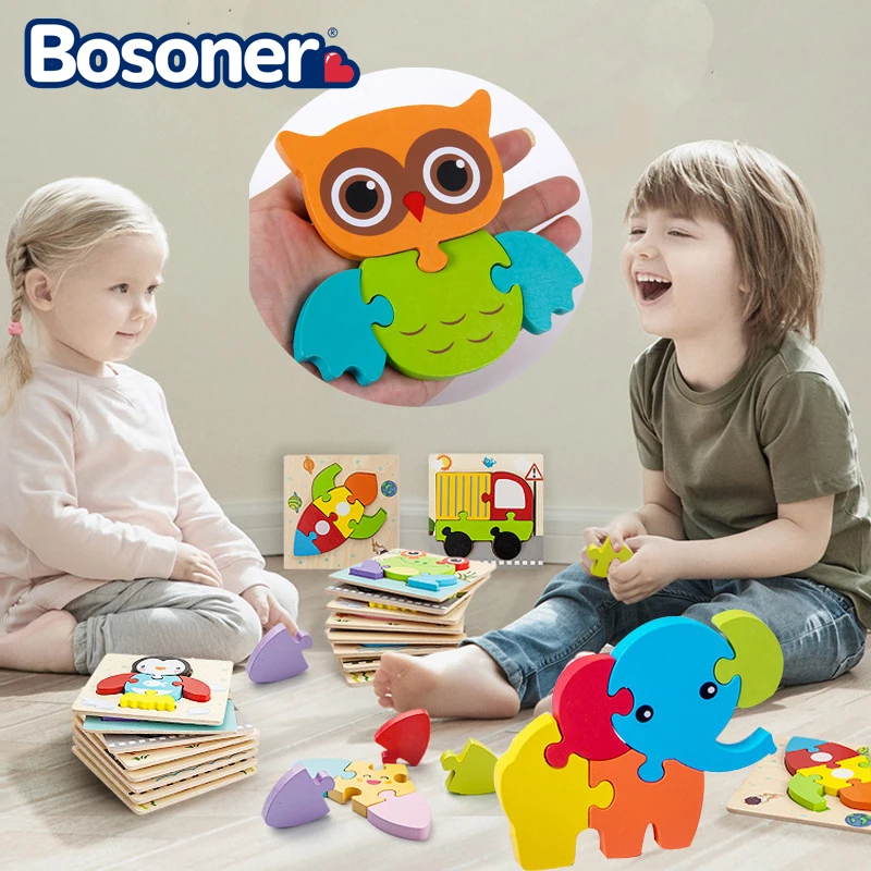 

New Big Wooden Puzzle Toys For Children Wood 3d Cartoon Traffic Animal Puzzles Intelligence Kids Early Educational Gift Toys
