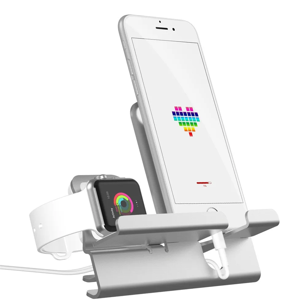 Мода 2 в 1 зарядная док-станция кронштейн держатель комплект для iPhone/Apple Watch soporte celular para auto# guahao