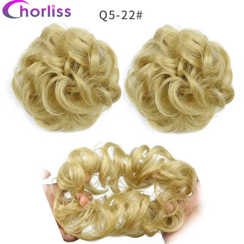 Синтетические кудрявые резинки для волос шиньон для женщин Chorliss Hair wrap Rope головной убор натуральный блонд коричневый поддельные волосы булочки аксессуары - Цвет: 22