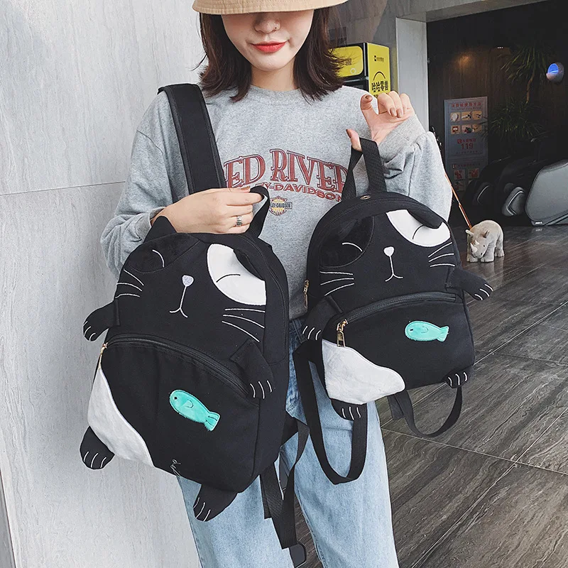 

Cute Cat GIRL'S STUDENT'S Backpack INS Versatile High School Students Backpack Japanese-style Soft Girl Large Capacity School Ba