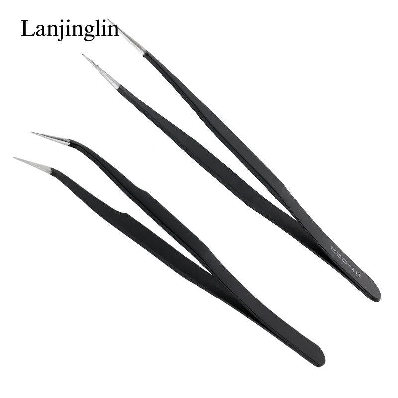 1PC Stainless Steel Straight and Curved Eyelashes Tweezers Eyelash Extension Tweezers Makeup Tools for False Eyelashes 2