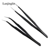 1PC Stainless Steel Straight and Curved Eyelashes Tweezers Eyelash Extension Tweezers Makeup Tools for False Eyelashes 2
