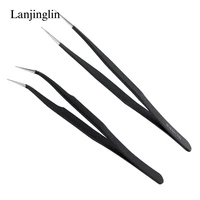 1PC Stainless Steel Straight and Curved Eyelashes Tweezers Eyelash Extension Tweezers Makeup Tools for False Eyelashes 2