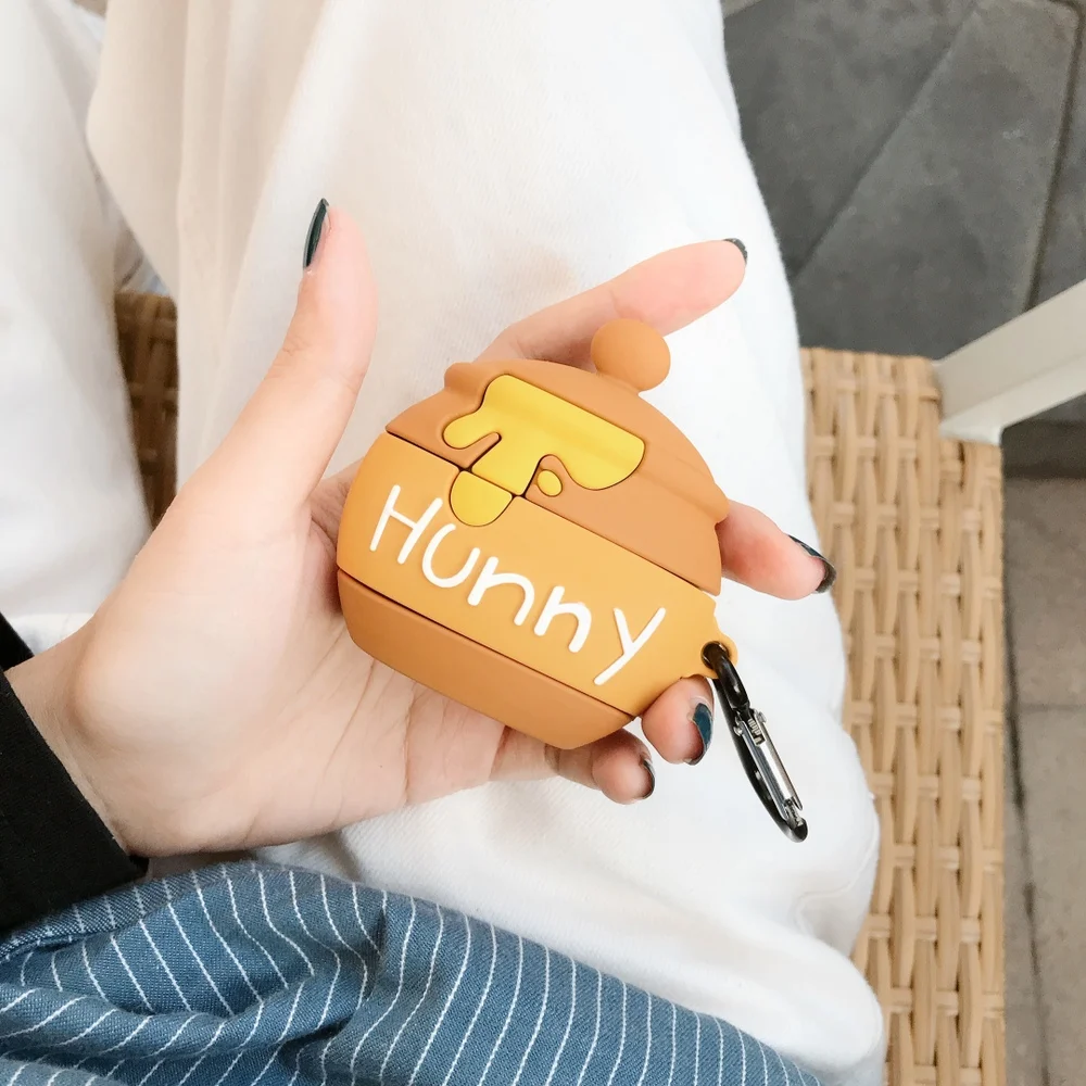 Для airpods pro bluetooth Гарнитура 3D honey sugar pot беспроводной чехол для наушников для airPods 1 2 3 Мягкий силиконовый чехол с крючком