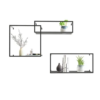 

Nordic wrought iron wall shelf living room TV wall decoration shelf creative lattice bedroom simple ins bookshelf