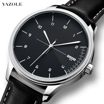 

New Simple YAZOLE Top Brand Men's Watch Luxury Chronograph Waterproof Quartz Wristwatch Leather Roman Watches relogio masculino
