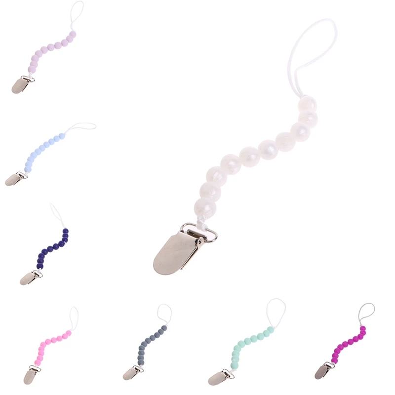 

Baby Infant Dummy Teething Pacifier Soother Nipple Chain Clip Holder Silicone