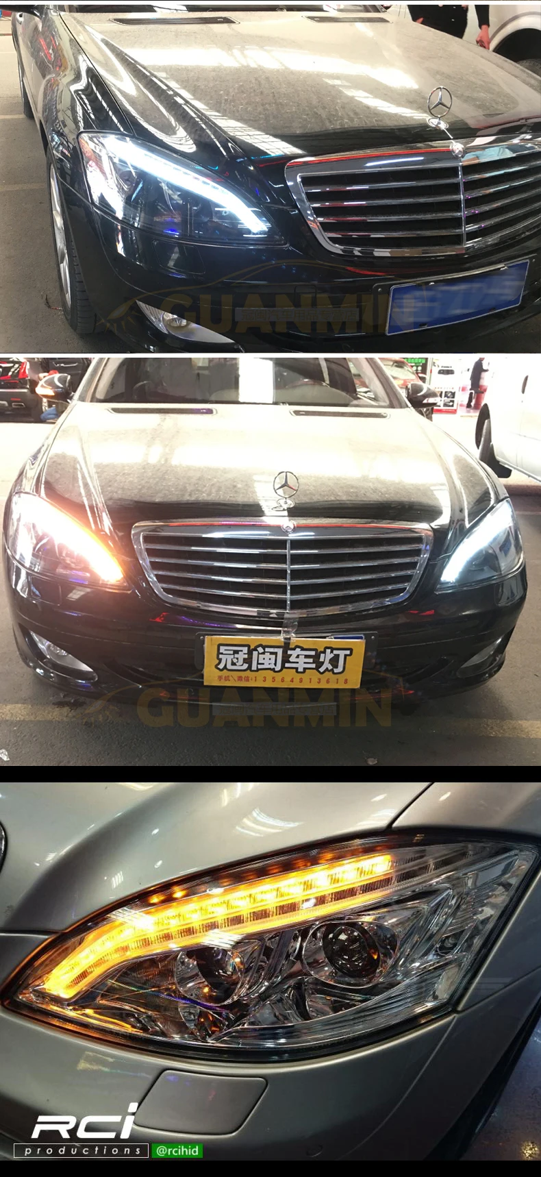 Автомобильный Стайлинг для Benz W221 фара 2005-2009 год светодиодный передний фонарь без функции AFS черный корпус SN