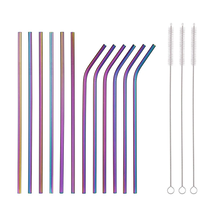 

Multicolor Colorful Stainless Steel Straws 8.5 Inch Rainbow Multi-Colored Reusable Drinking Straws Metal Drinking Straws For 20O