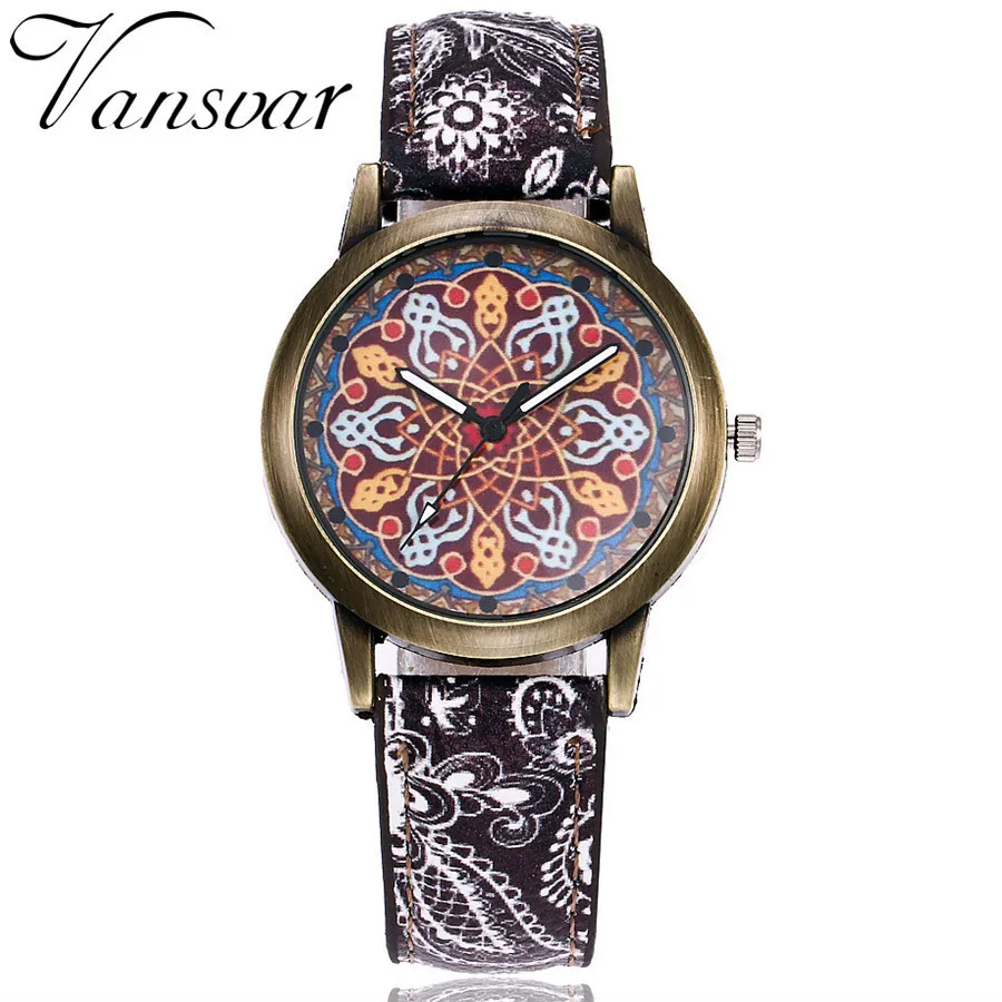 

2019 New Women Watchs Vintage National Style Printing Ladies Watch Temperament Women's Quartz Watch Female Gift Watch To Report