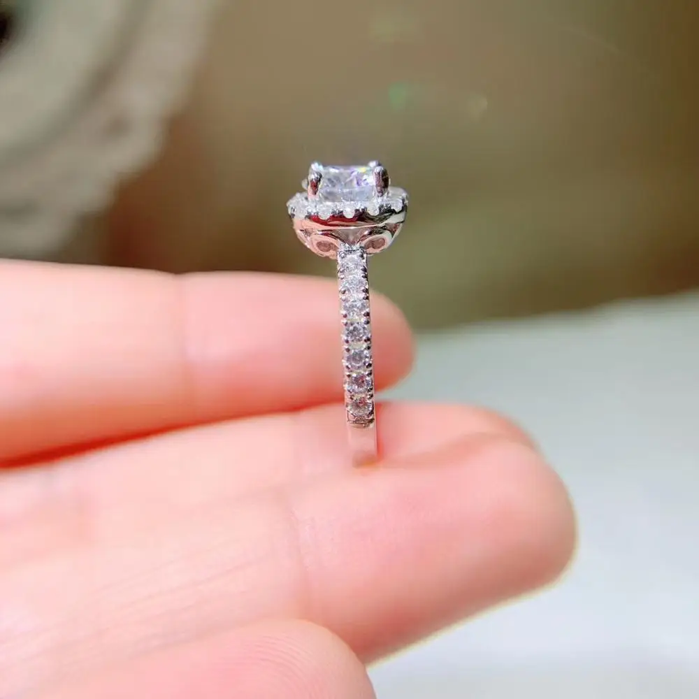 Kkmall магазин круглое серебряное кольцо Moissanite 1.00ct D VVS роскошное свадебное кольцо Moissanite для женщин
