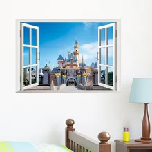 X005 стиль 3D поддельные окна городской пейзаж гостиная спальня фон горячие продажи наклейки на стену оптом съемный