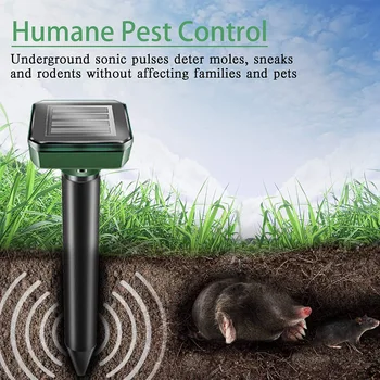 

Solar Mouse Repeller Vibration Ultrasonic Farm Outdoor Electronic LED Farm Snake Built in Battery IP64