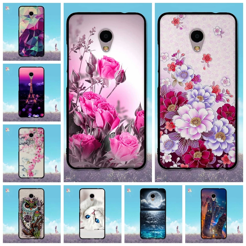 For Meizu M3E Case 5.5 inch Flower Painting Back Cover MEIZU M3 E Soft TPU Silicone Rubber Phone Bag for MeizuM3E Shell | Мобильные