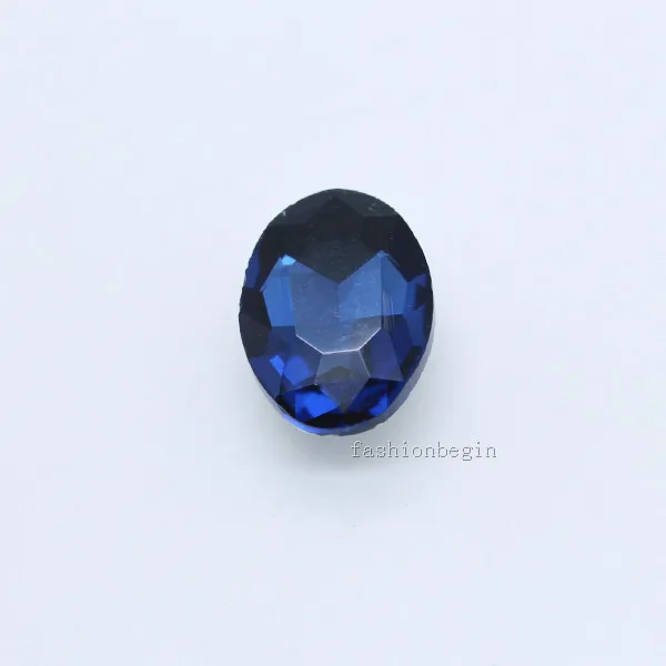 montana 20p 8x10mm Oval color pointed foiled back Glass fancy stone faceted crystal rhinestones jewels shoes,bag,clothes,hairclip repair - Цвет: montana