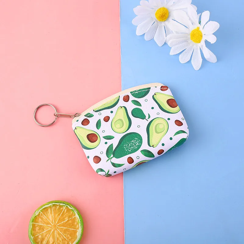 New Cute Cartoon Avocado Coin Purse Women Mini PU Card Holder Small Wallet Pouch Storage Bag Girls Kawaii Key Case | Багаж и сумки