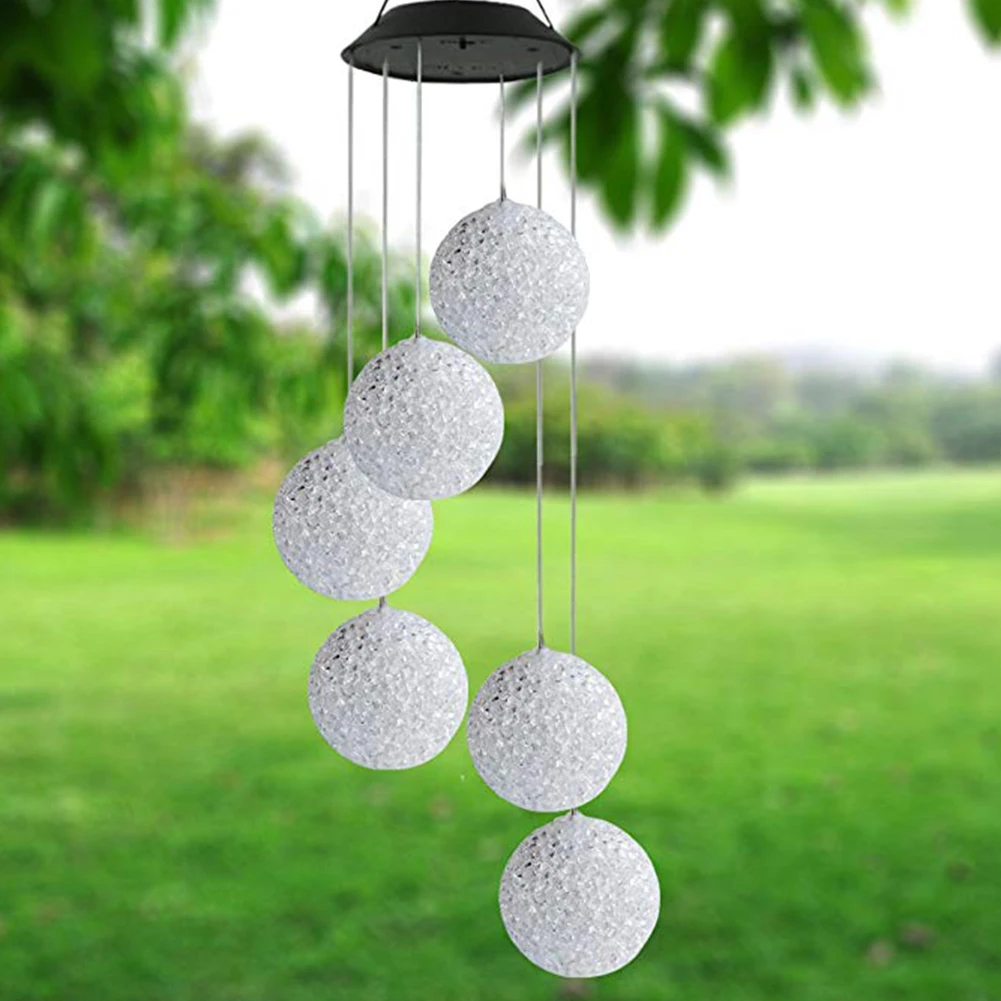 

Lamp Waterproof Ball Color Changing Led Home Garden Solar Powered Spinner Hanging Portable Decorative Plastic Wind Chime Light