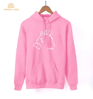

Anime Hoodies Kawaii Totoro Print Sweatshirts 2020 Spring Autumn Harajuku Women Long Sleeve Hoodie White Warm Fleece Pullovers