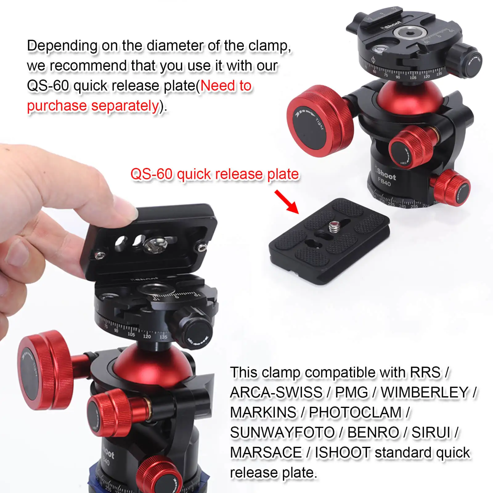 360 Tripod Panoramic Ball Head with Quick Release Clamp for Canon Sony Nikon DSLR Camera, Monopod, Slider, Camcorder, Tripod