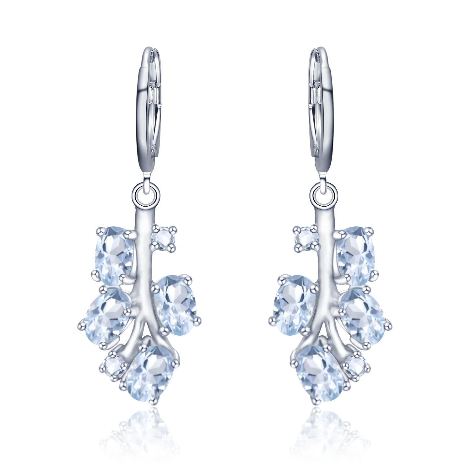 GEM'S BALLET 5.01Ct натуральный голубой топаз висячие серьги 925 пробы серебро пальма