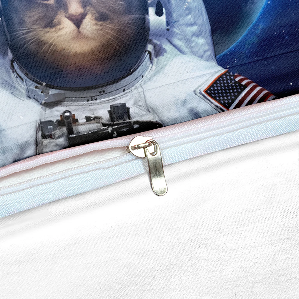 Космический Кот постельное белье астронавт животное пододеяльник набор для подростков Дети синий галактика постельное белье звезда вселенная пододеяльник Король 3 шт. Прямая поставка